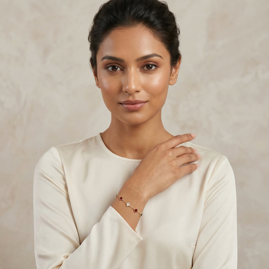 Multicolor Quatrefoil Clover Gold Plated Bracelet