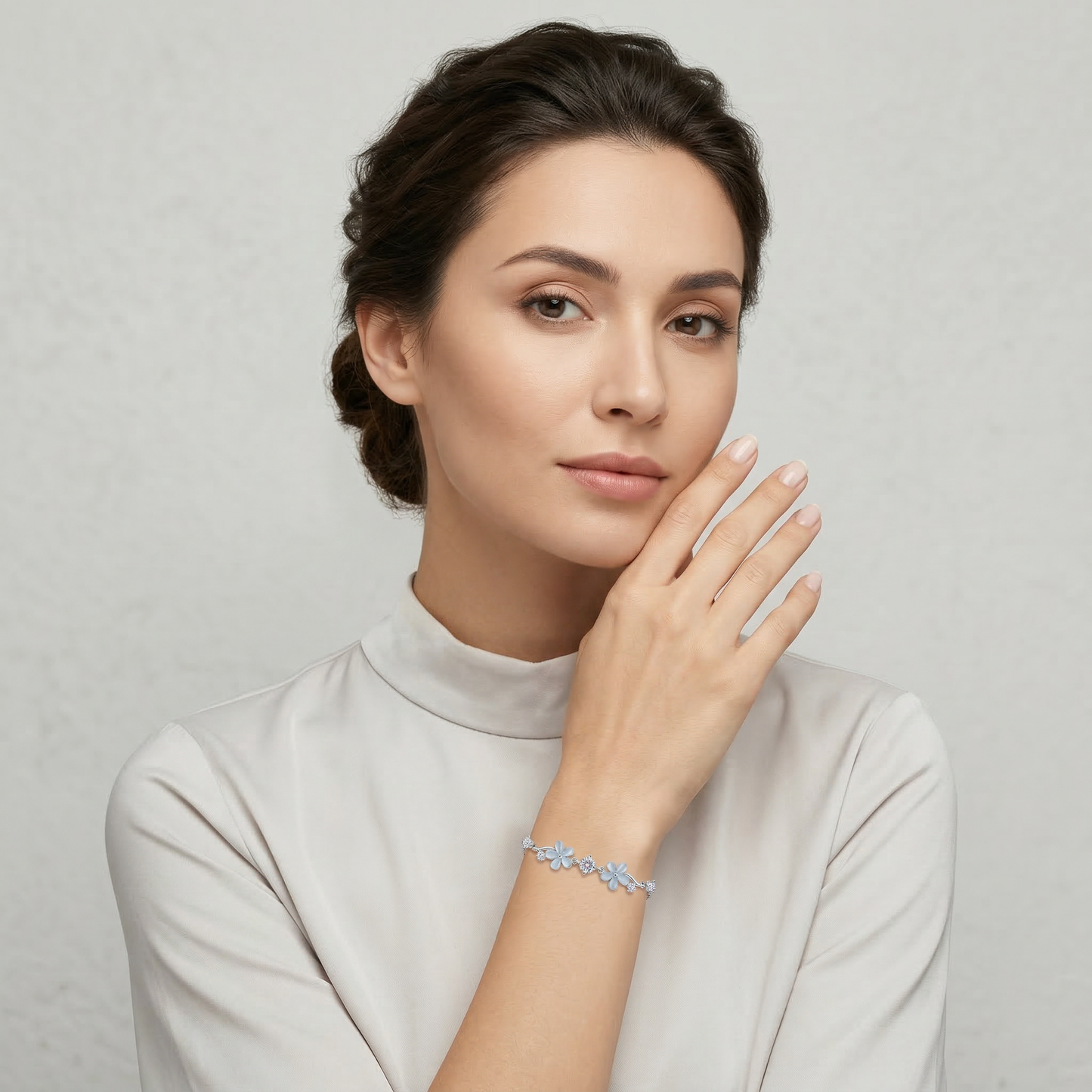 Delicate Floral Zircon Gold Plated Bracelet