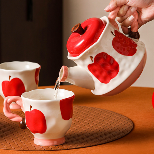 Apple Ceramic Tea Set – Cute Fruit Teapot and Mug Gift Set