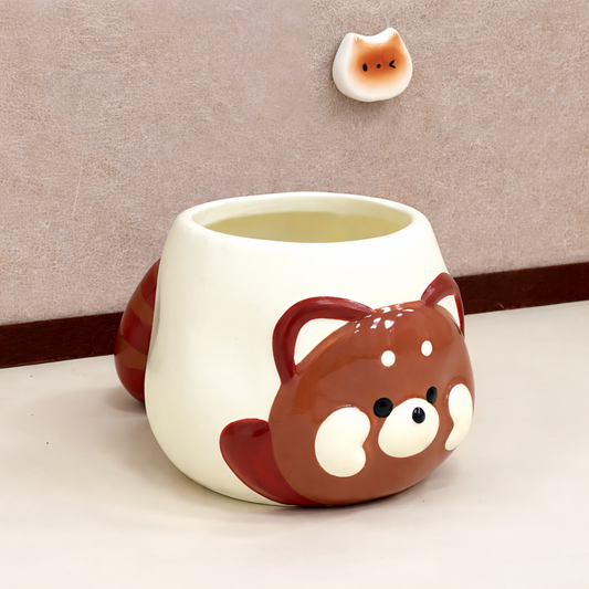 Cute Red Panda Ceramic Mug with Tail Handle