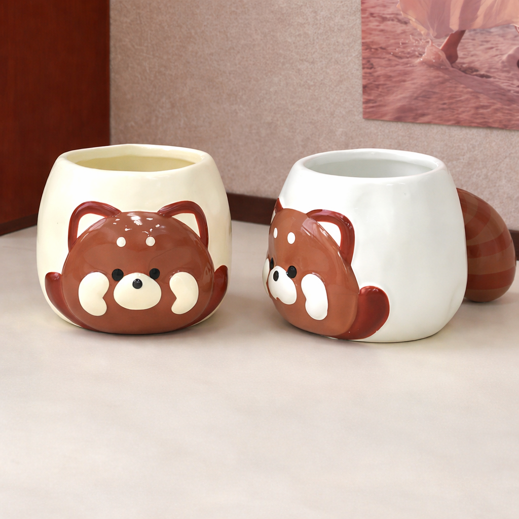 Cute Red Panda Ceramic Mug with Tail Handle