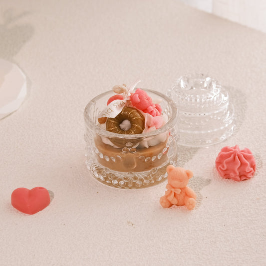 Vanilla Caramel Sparkle Jar Candle with Teddy Bear