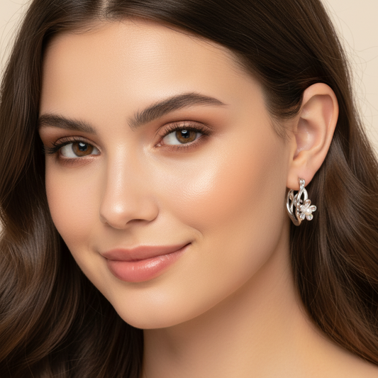 Blooming Pearl Petal Hoop Earrings