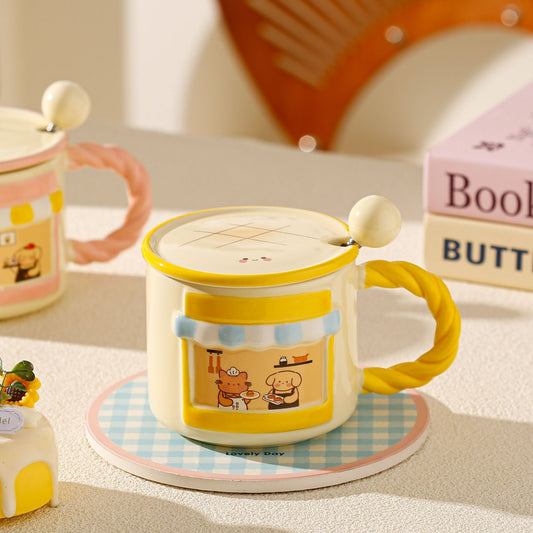 Cartoon Café Window Ceramic Mug