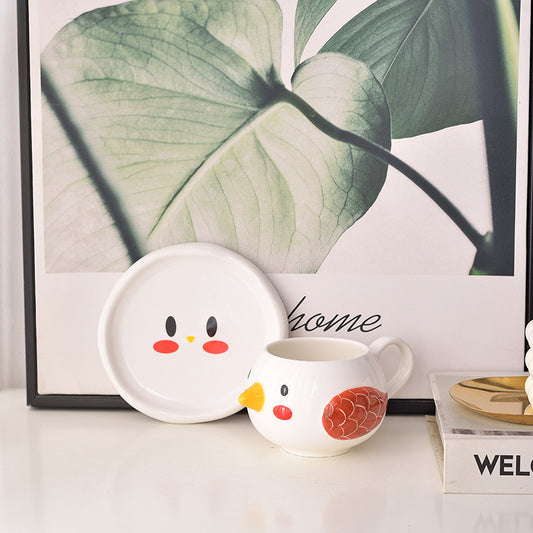 Bird Beak Ceramic Mug with Saucer