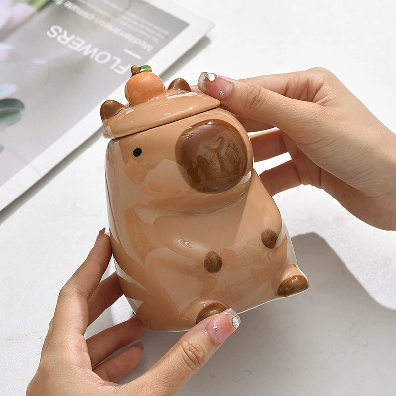 Capybara Ceramic Mug with Lid