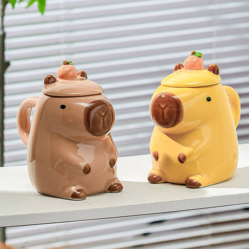 Capybara Ceramic Mug with Lid