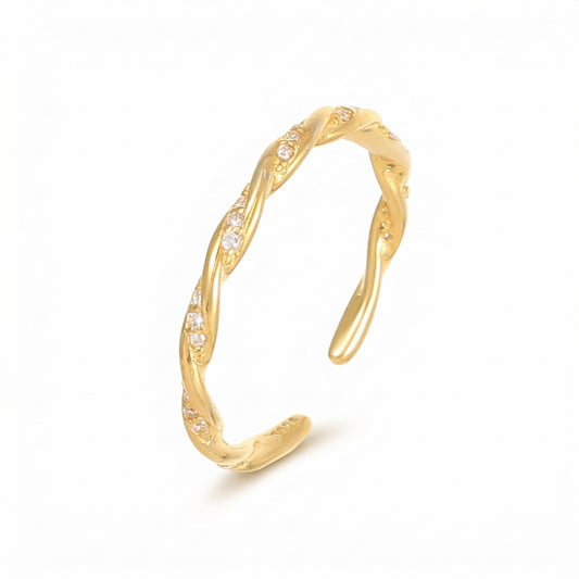 Elegant Braided Zircon Adjustable Sterling Silver Rings