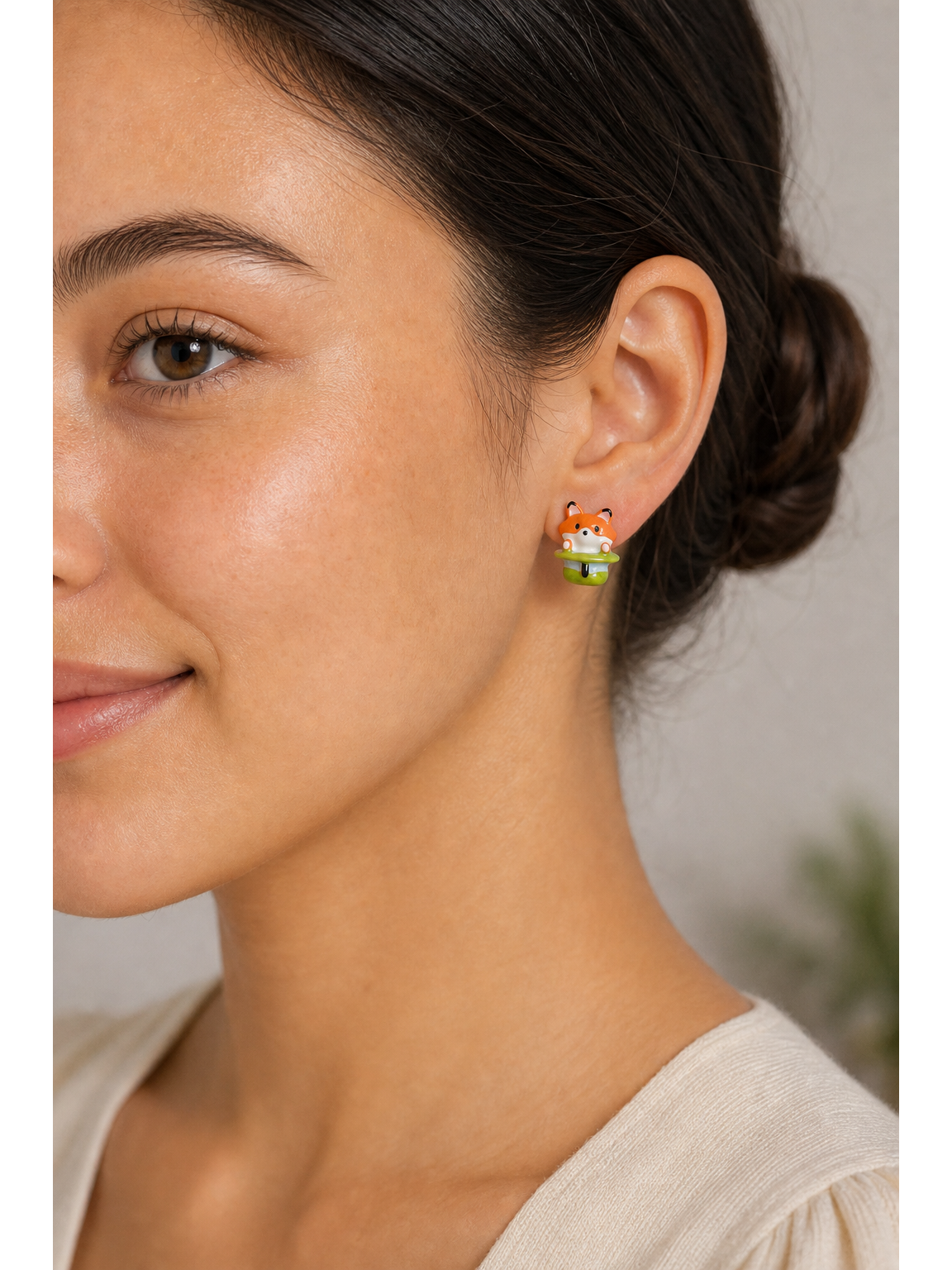 Cute Fox with Sterling Silver Posts Earring 3
