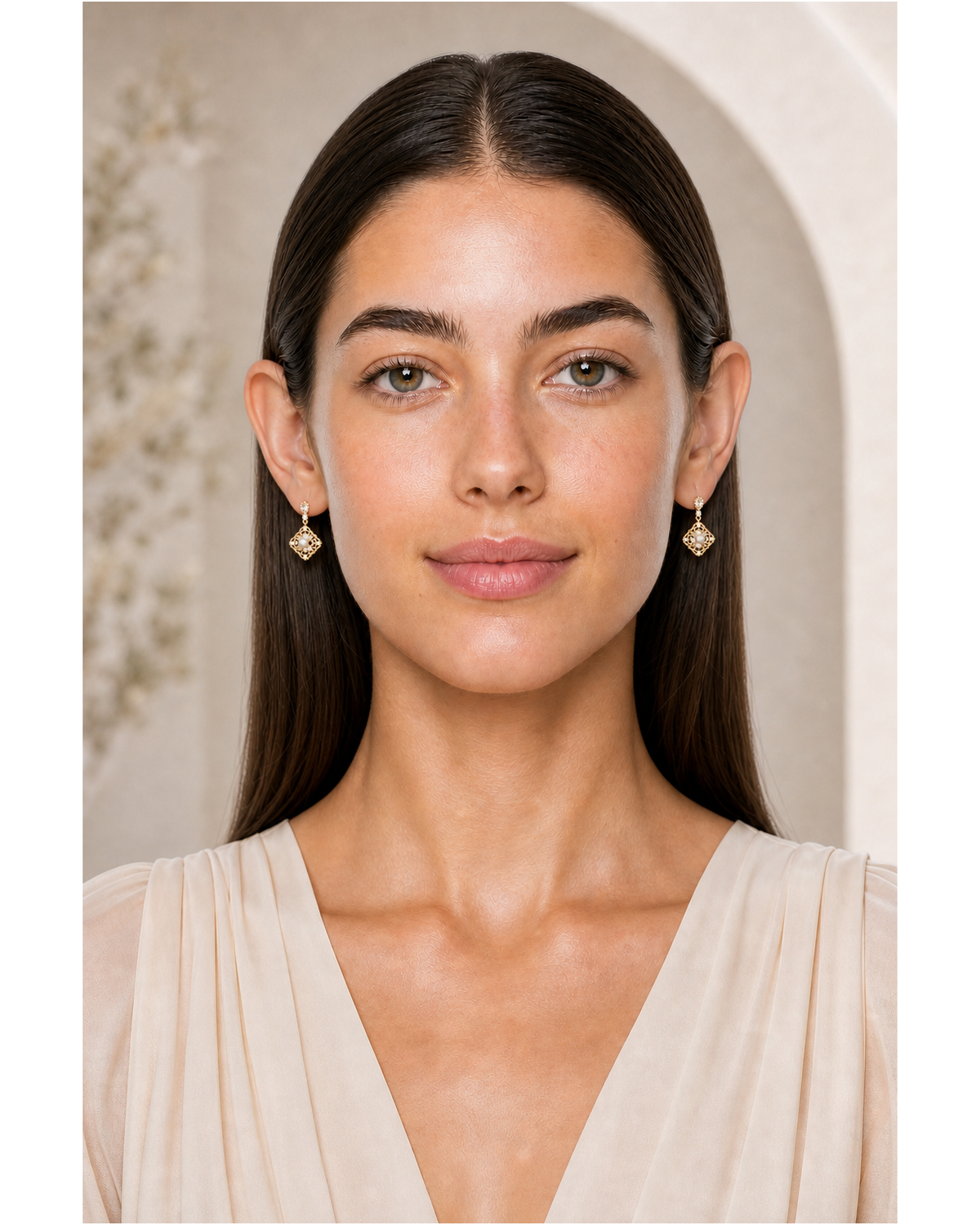 Filigree Pearl Drop Gold with Sterling Silver Posts Earring 2
