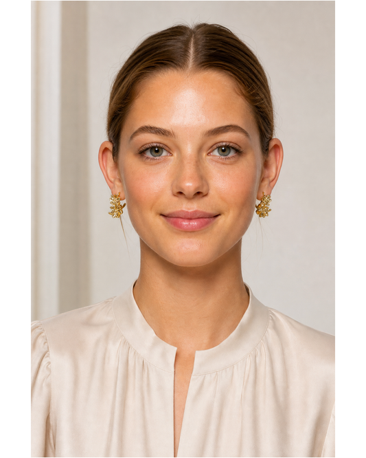 Floral Cluster Gold with Sterling Silver Posts Earring 2