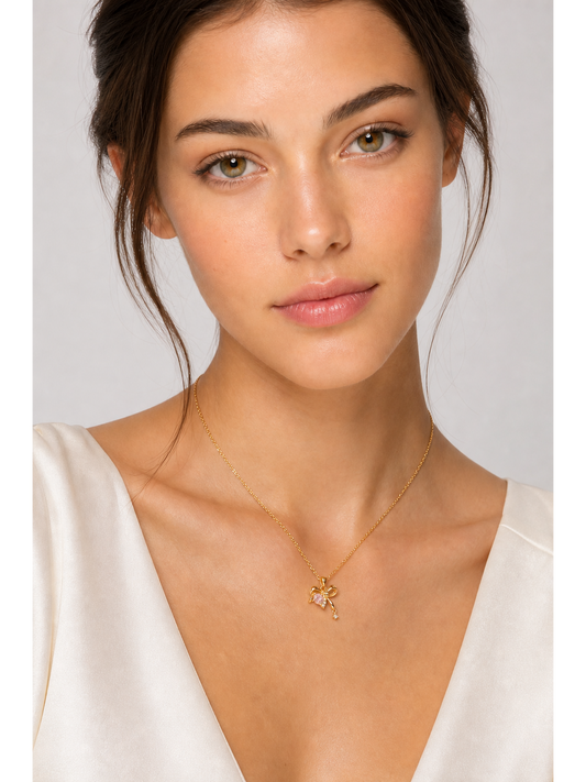 Gold Plated Bow Pendant Necklace 2