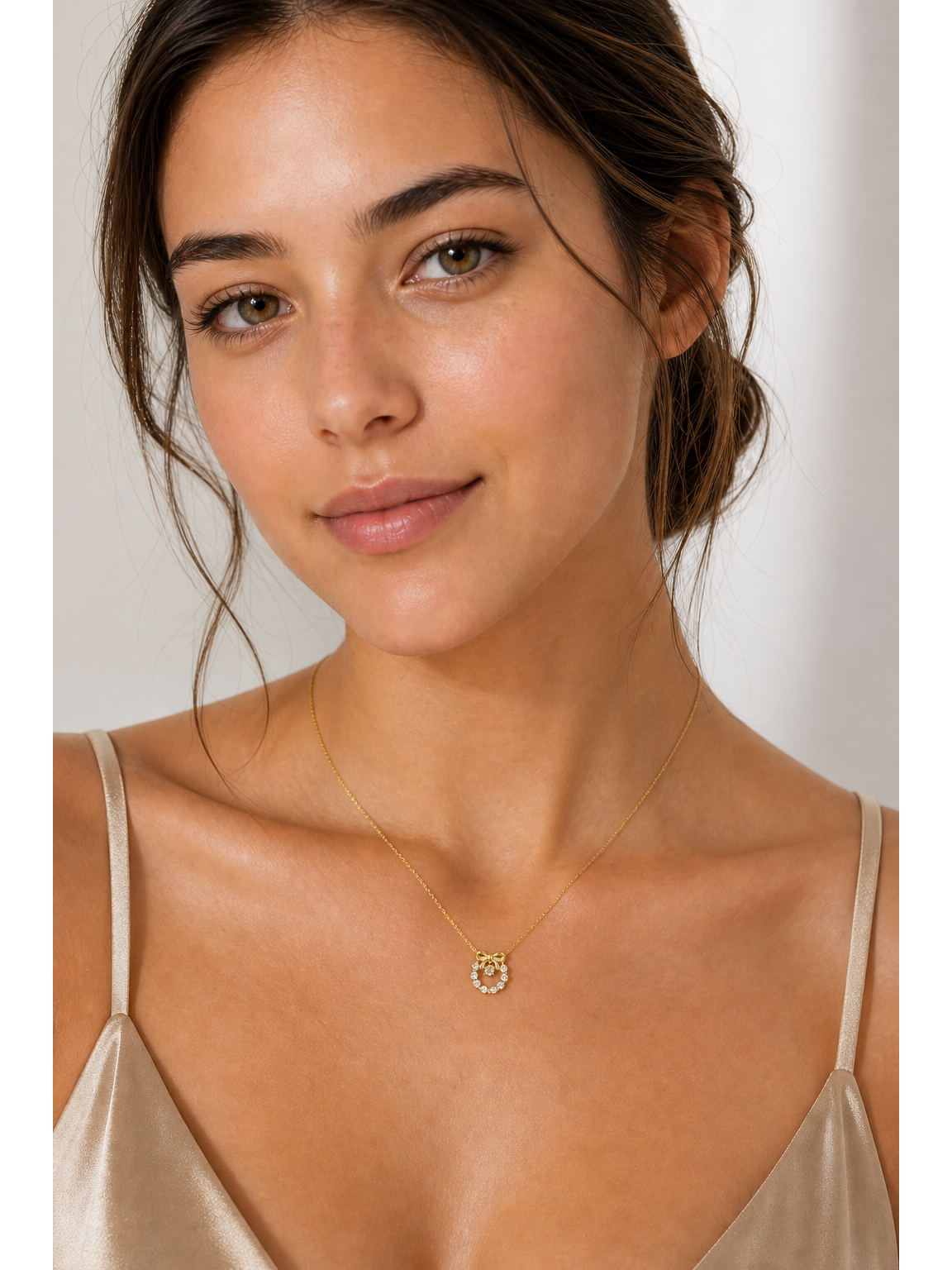Gold Plated Sterling Silver Bow Zircon Necklace 3
