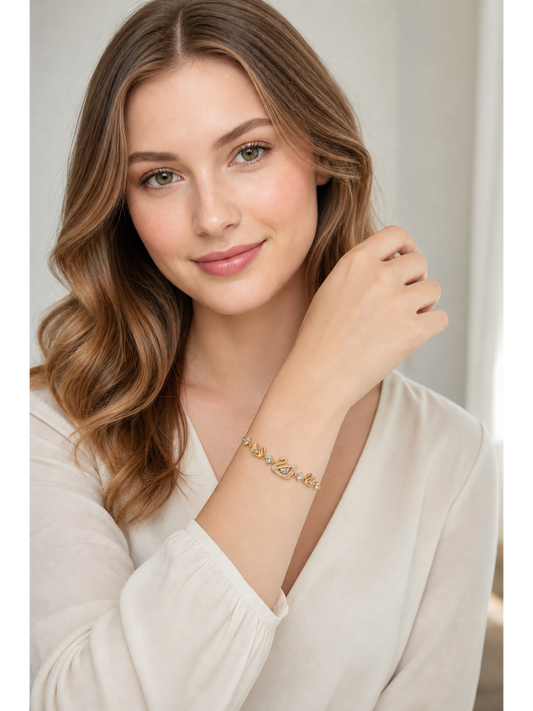 Gold Plated Swan Adjustable Zircon Bracelet 2