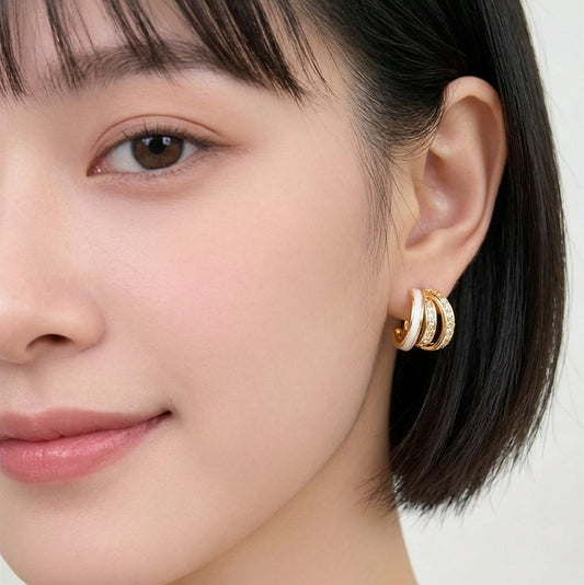 Zircon & Enamel Gold Plated with Sterling Silver Posts Earring 2