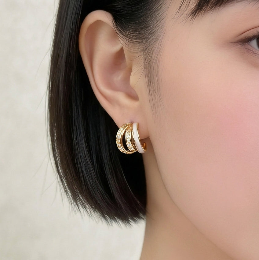 Zircon & Enamel Gold Plated with Sterling Silver Posts Earring 4