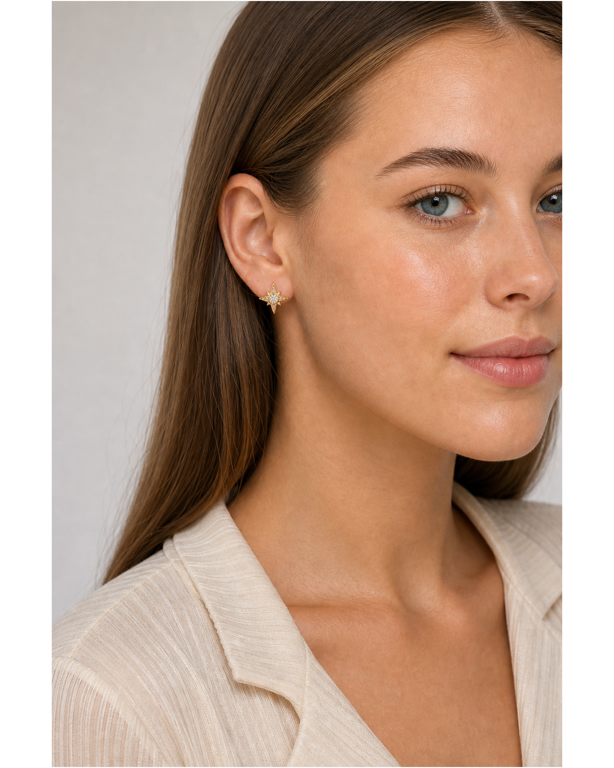 Zircon Star Gold with Sterling Silver Posts Earring 3