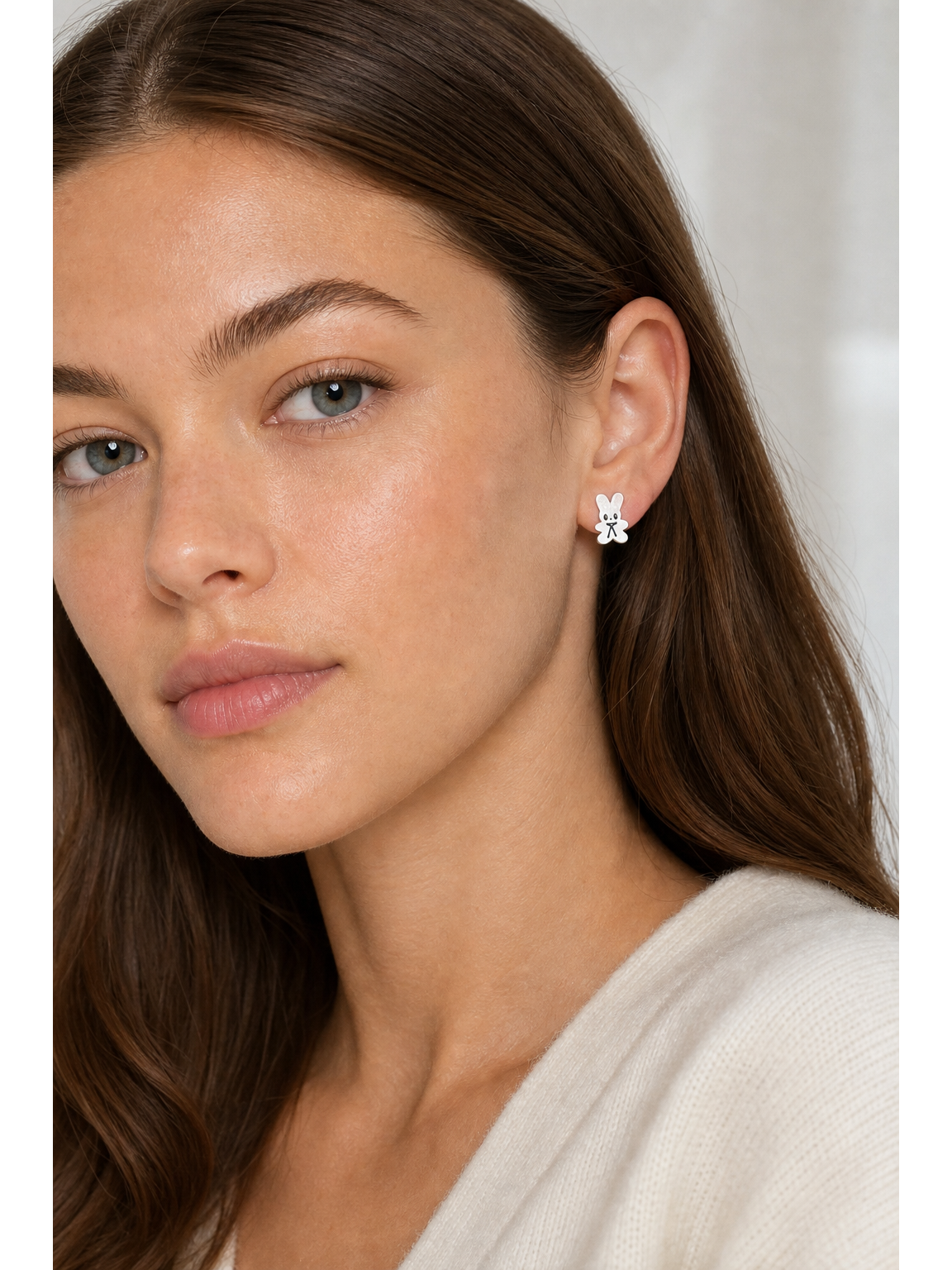 Minimal Bunny with Sterling Silver Posts Earring 3