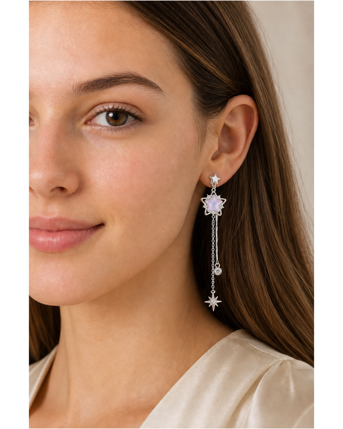 Purple Star Tassel Rhodium with Sterling Silver Posts Earring 3
