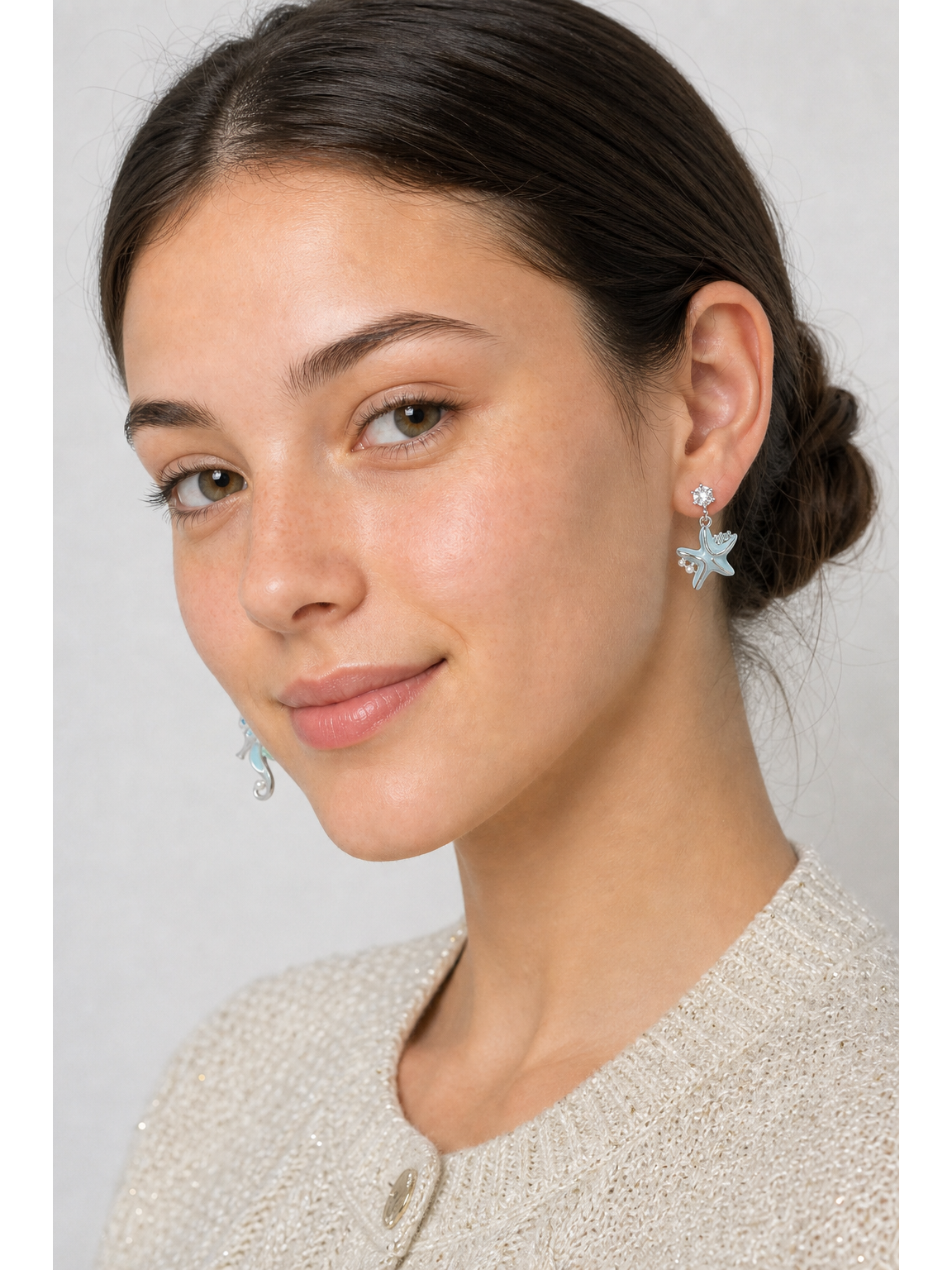 Ocean Mismatch Drop Rhodium with Sterling Silver Posts Earring 3