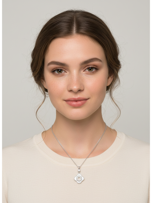 Rhodium Plated Silver Tone Pendant Necklace 45cm 2