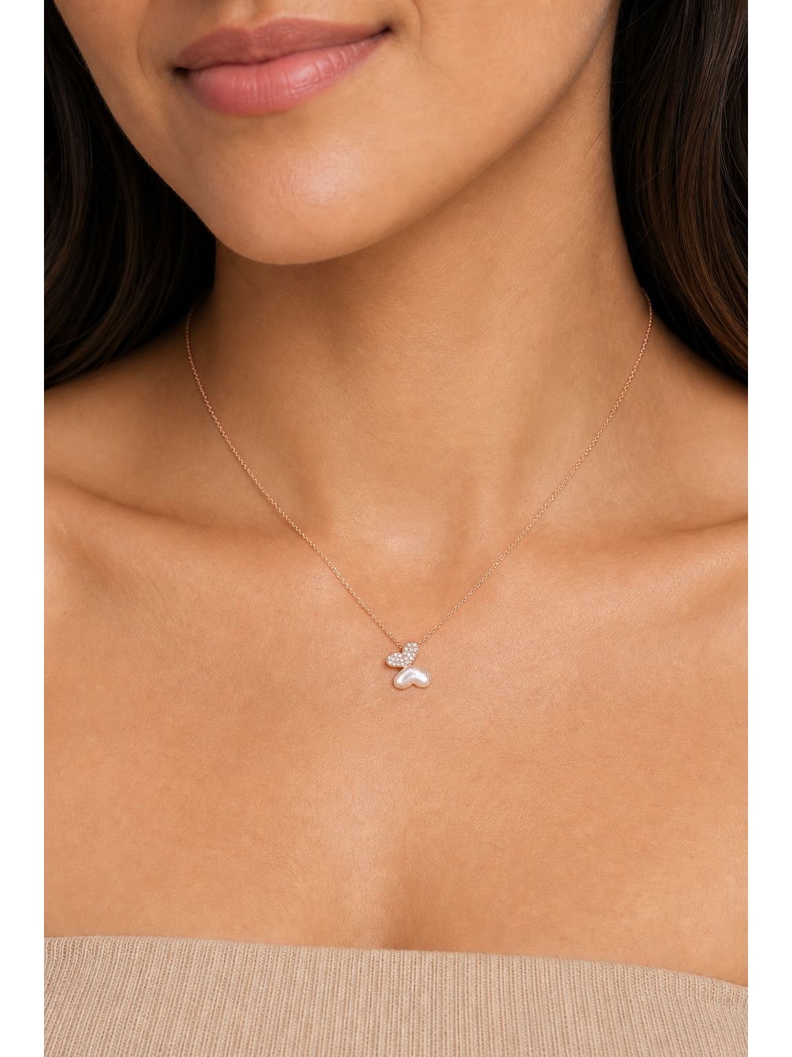 Rose Gold Plated Butterfly Accent Necklace 3
