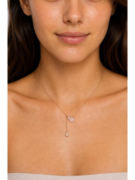 Rose Gold Plated Pink Heart Drop Sterling Silver Necklace 2