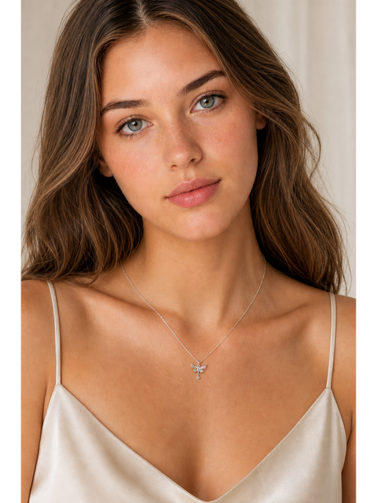 Sterling Silver Butterfly Zircon Necklace 2