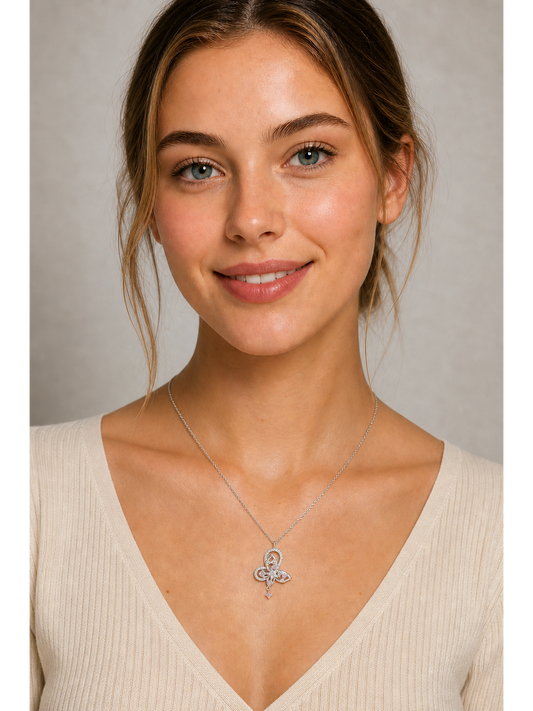 Sterling Silver Butterfly Zircon Necklace 2