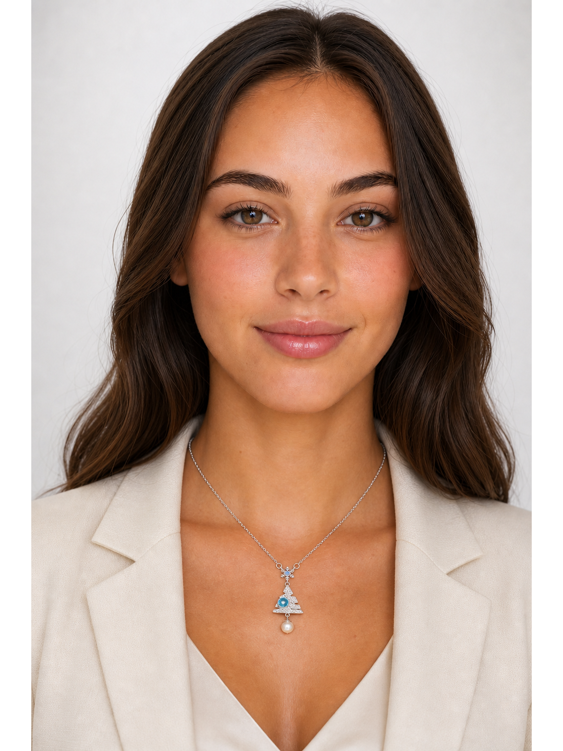 Sterling Silver Snowflake Christmas Tree Pendant Necklace 2