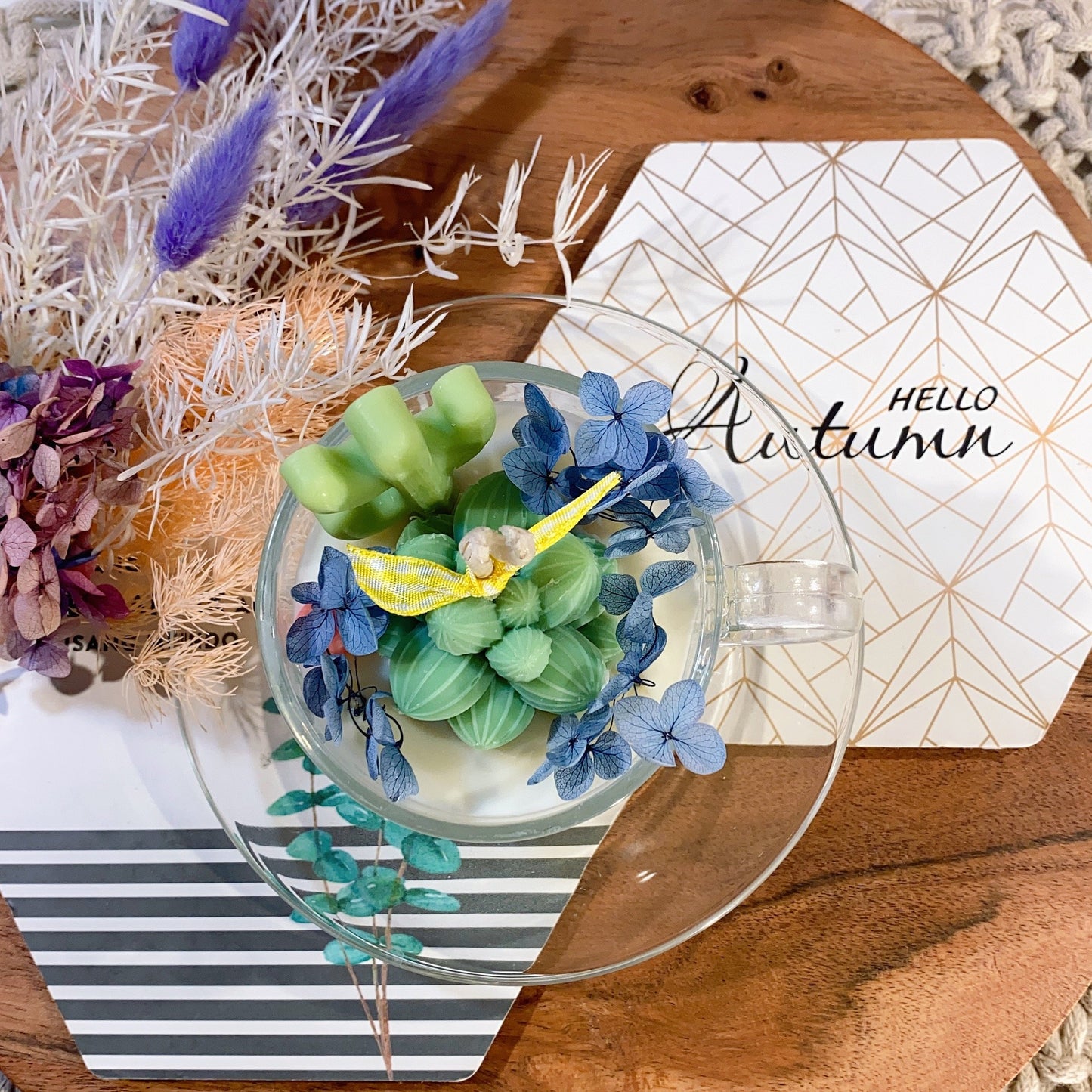 Succulent Tea Cup Candle