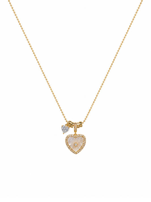 Gold Plated Shell Heart Pendant Necklace