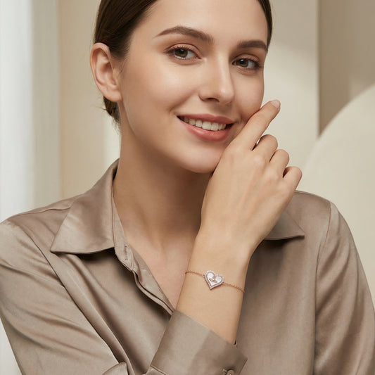 Sparkling Orb Heart Rose Gold Plated Bracelet