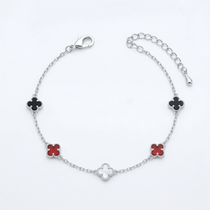Multicolor Quatrefoil Clover Gold Plated Bracelet