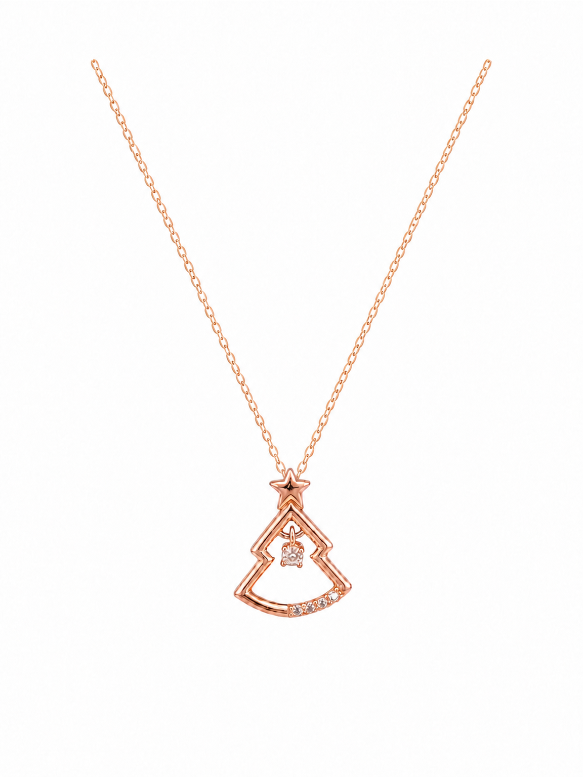 Rose Gold Plated Christmas Tree Sterling Silver Necklace