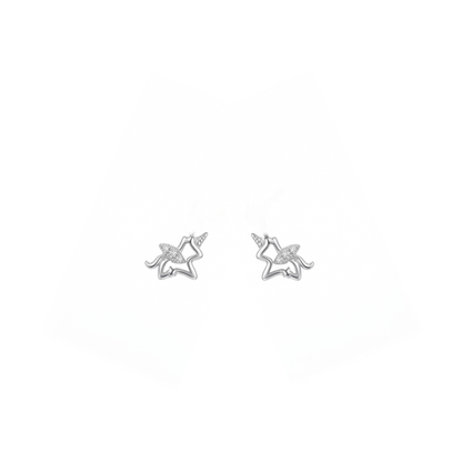 Petite Zircon Unicorn Rhodium Plated Sterling Silver Earring