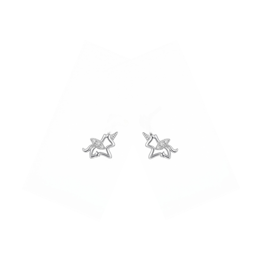 Petite Zircon Unicorn Rhodium Plated Sterling Silver Earring