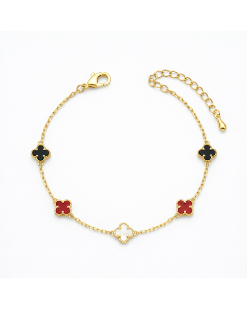 Multicolor Quatrefoil Clover Gold Plated Bracelet