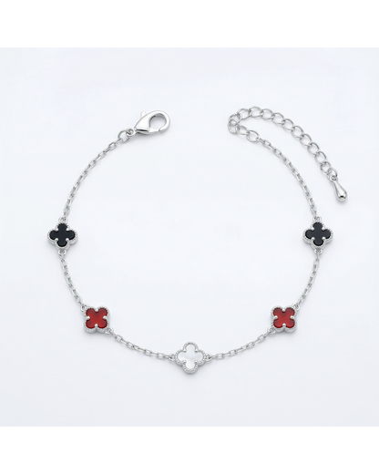 Multicolor Quatrefoil Clover Gold Plated Bracelet