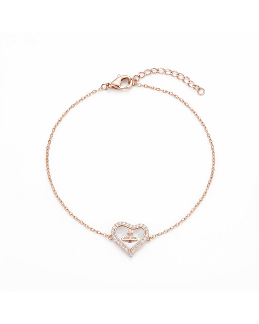 Sparkling Orb Heart Rose Gold Plated Bracelet