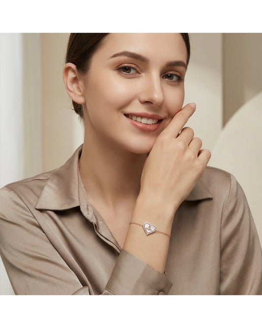 Sparkling Orb Heart Rose Gold Plated Bracelet