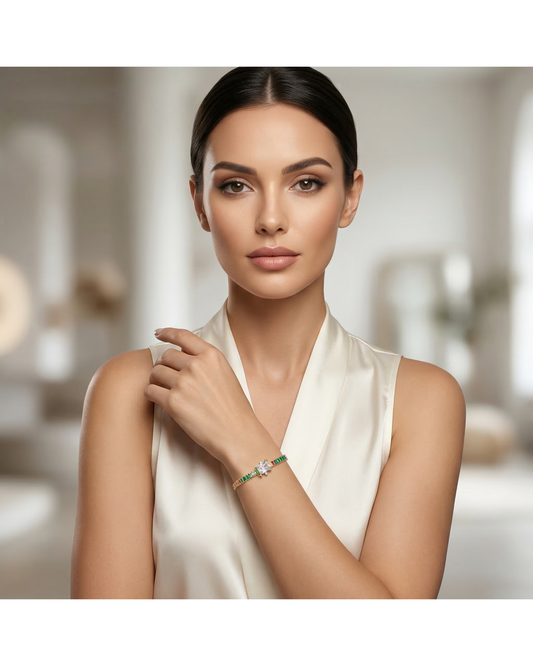 Rainbow Baguette Zircon Gold Plated Bracelet