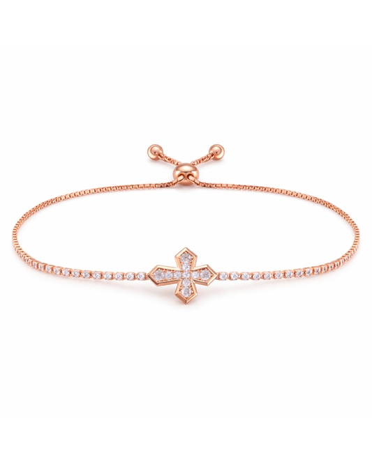 Sparkling Zircon Cross Rose Gold Plated Bracelet