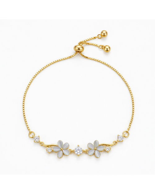 Delicate Floral Zircon Gold Plated Bracelet