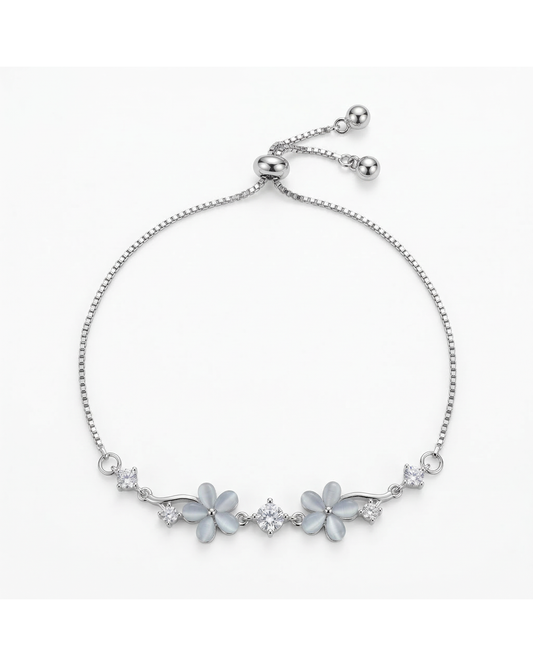 Delicate Floral Zircon Gold Plated Bracelet