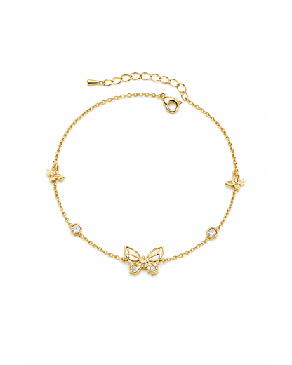 Gold Plated Hollow Butterfly Bracelet with Zircon Accents