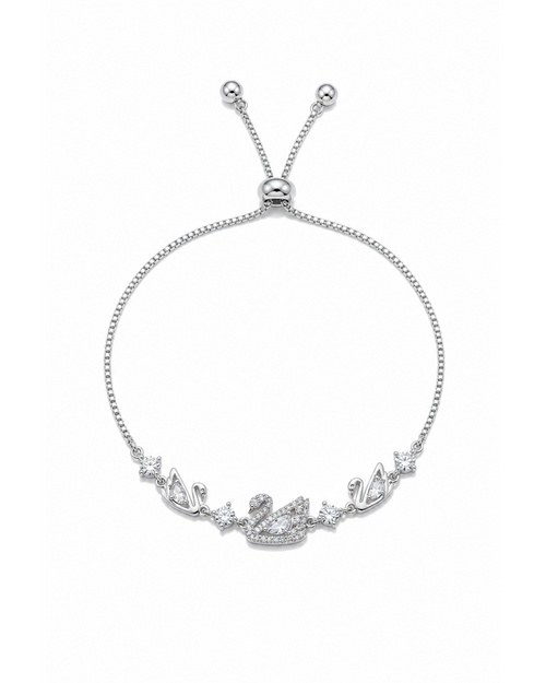 Rhodium Plated Swan Zircon Sliding Bracelet