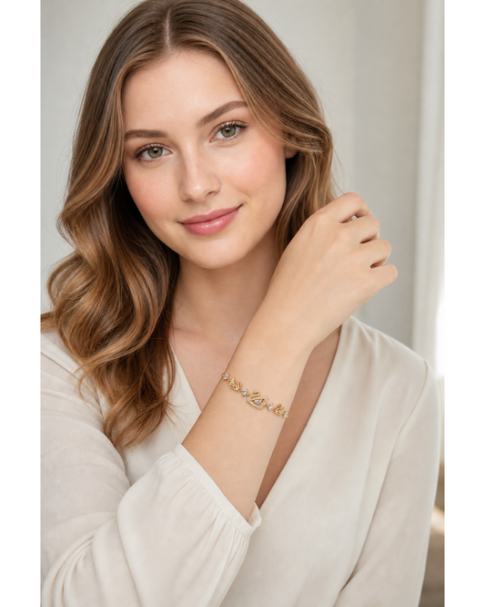 Gold Plated Swan Adjustable Zircon Bracelet