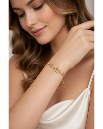 Gold Plated Swan Adjustable Zircon Bracelet