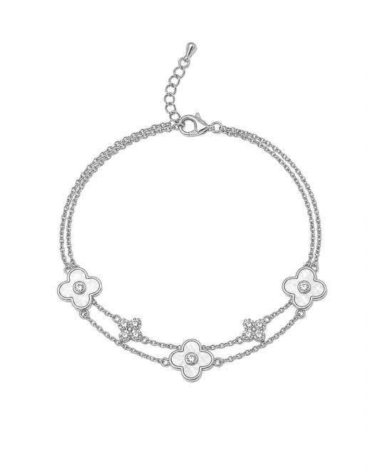 Gold Plated Double Layer Clover Bracelet